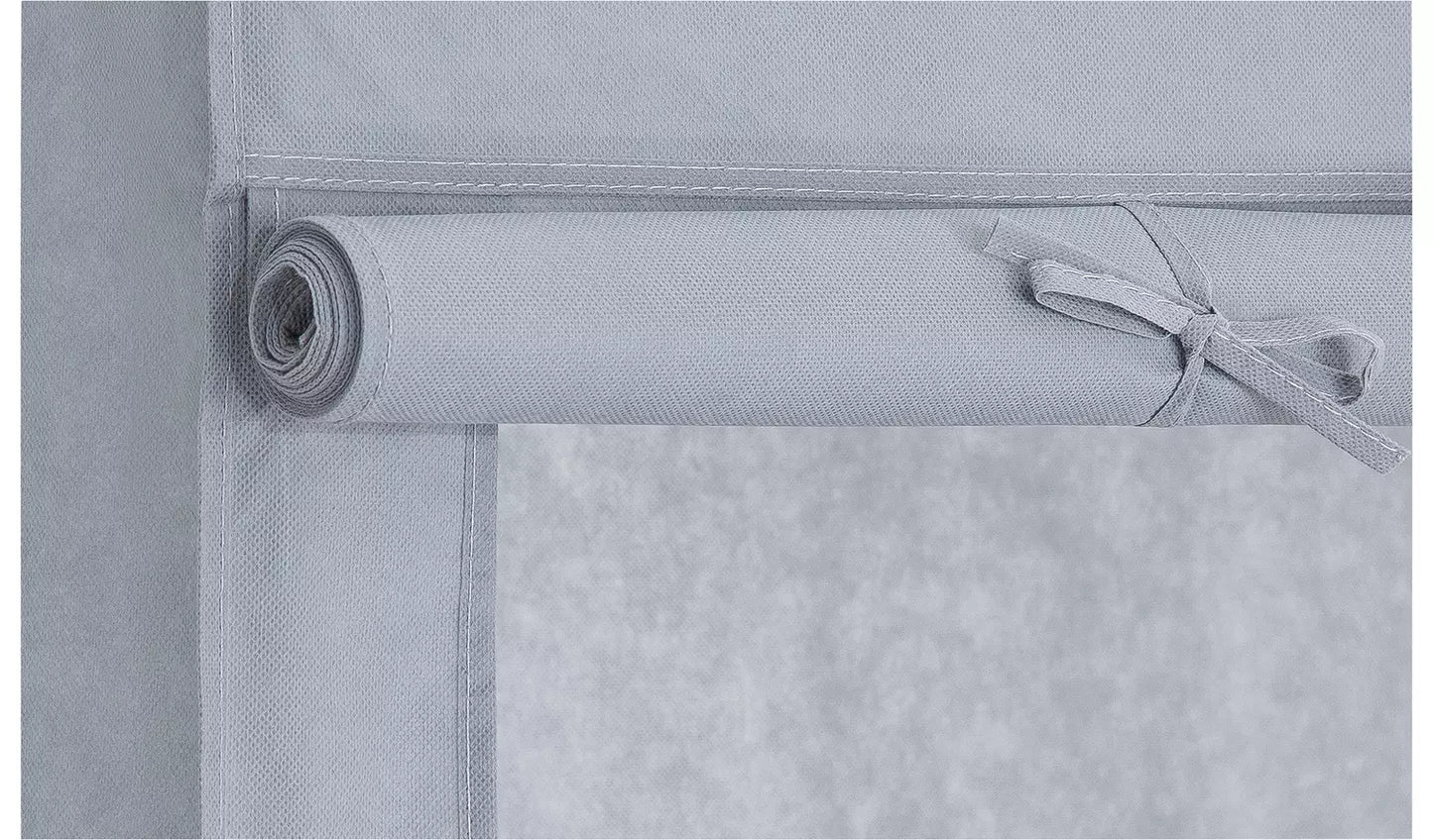 Covered Double Wardrobe with Storage - Grey