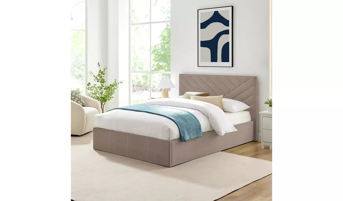 Luca Double End Lift Ottoman Bed - Latte