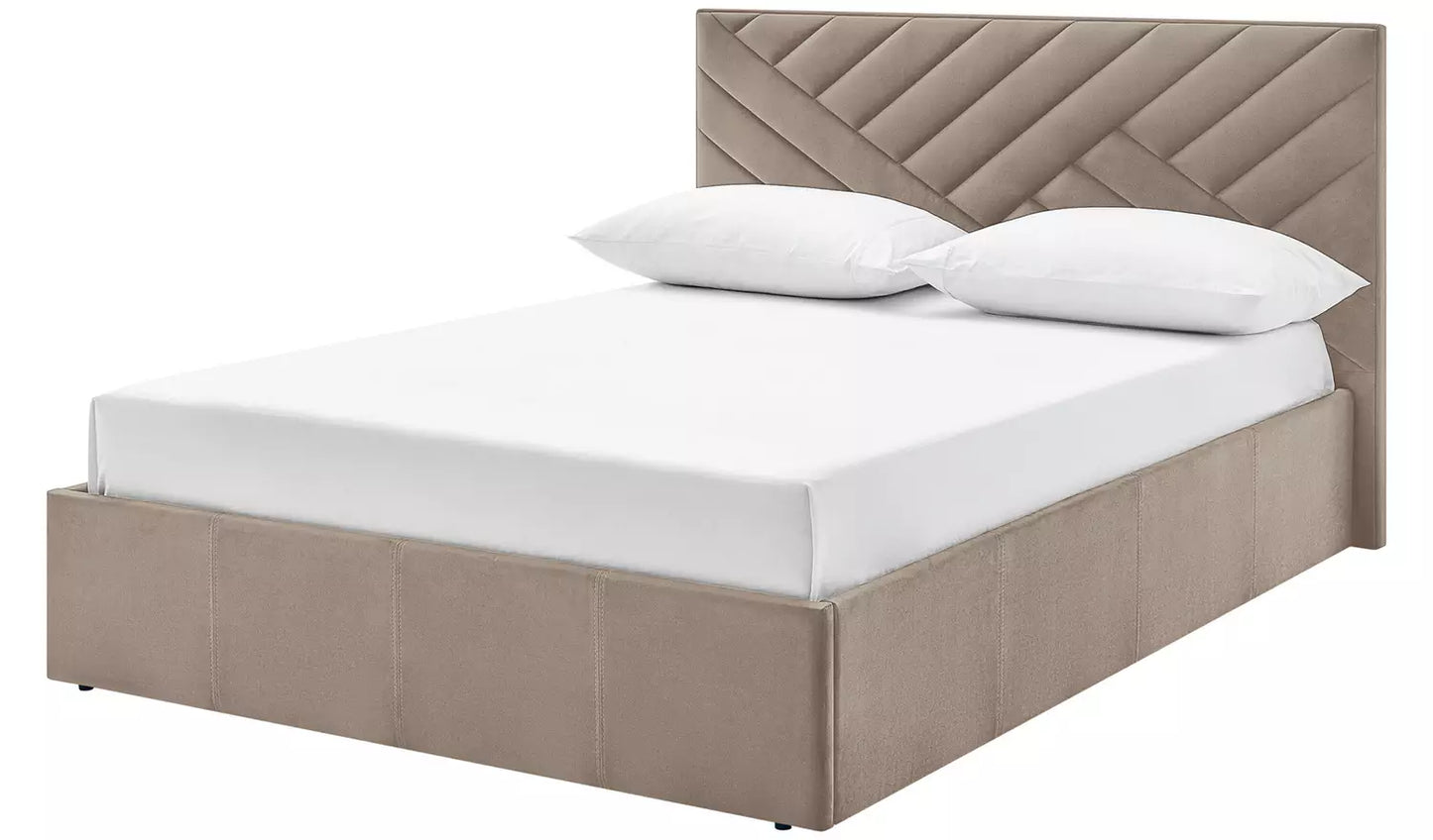 Luca Double End Lift Ottoman Bed - Latte