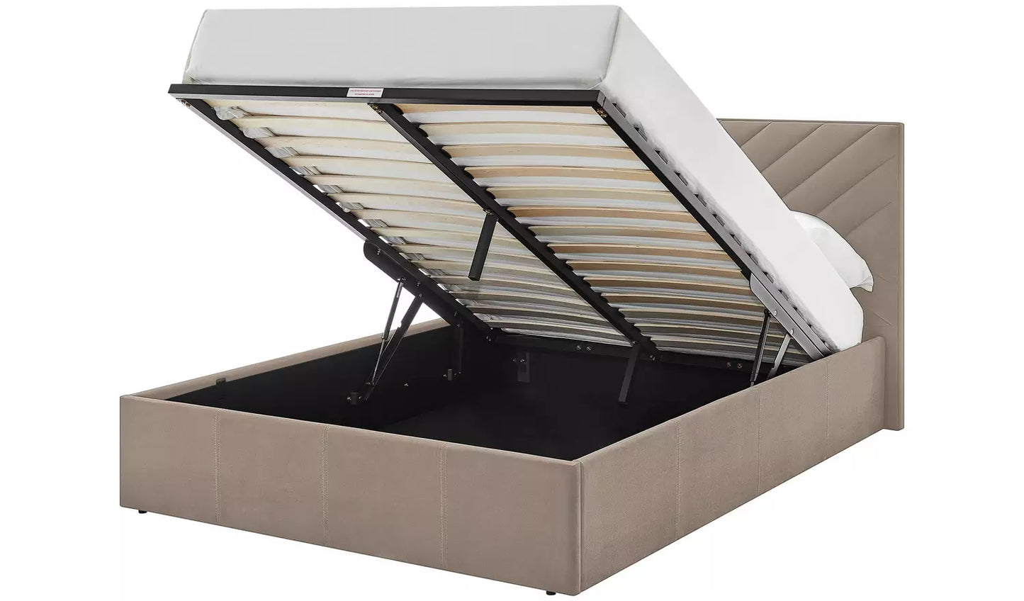 Luca Double End Lift Ottoman Bed - Latte