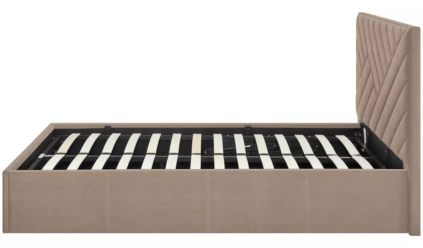 Luca Double End Lift Ottoman Bed - Latte