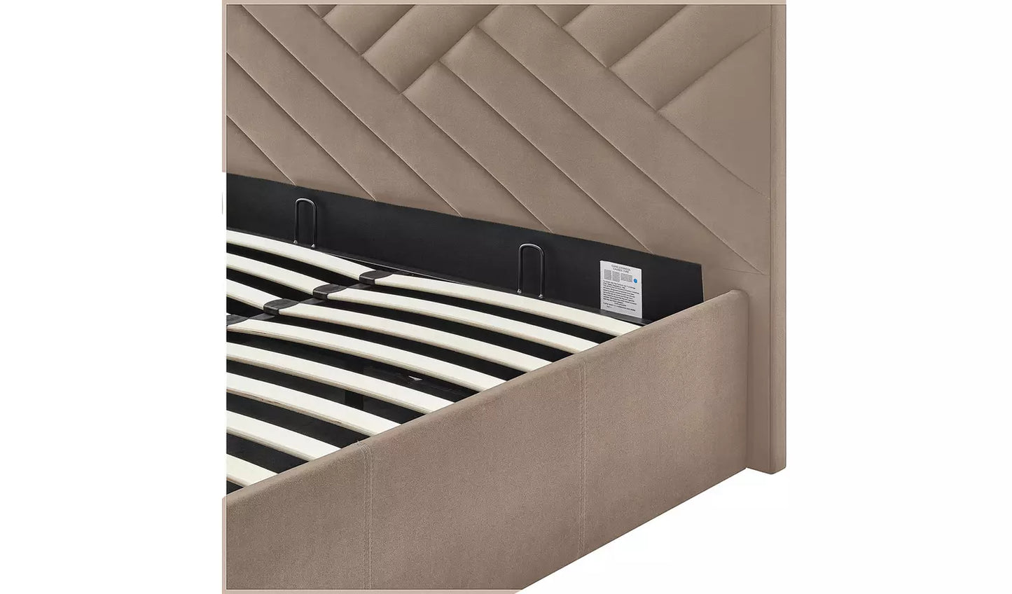 Luca Double End Lift Ottoman Bed - Latte