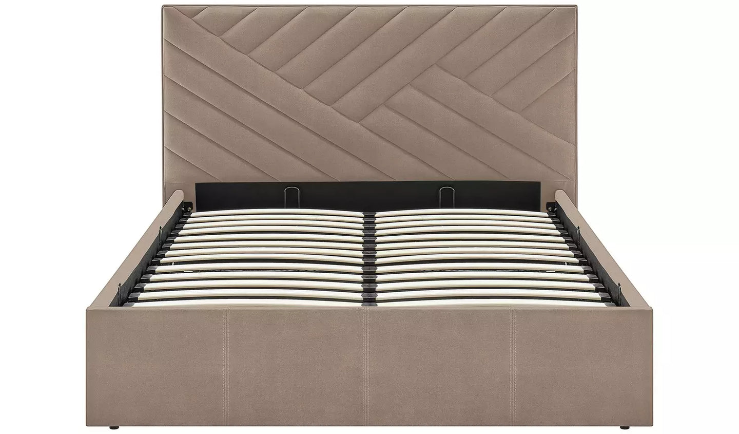 Luca Double End Lift Ottoman Bed - Latte