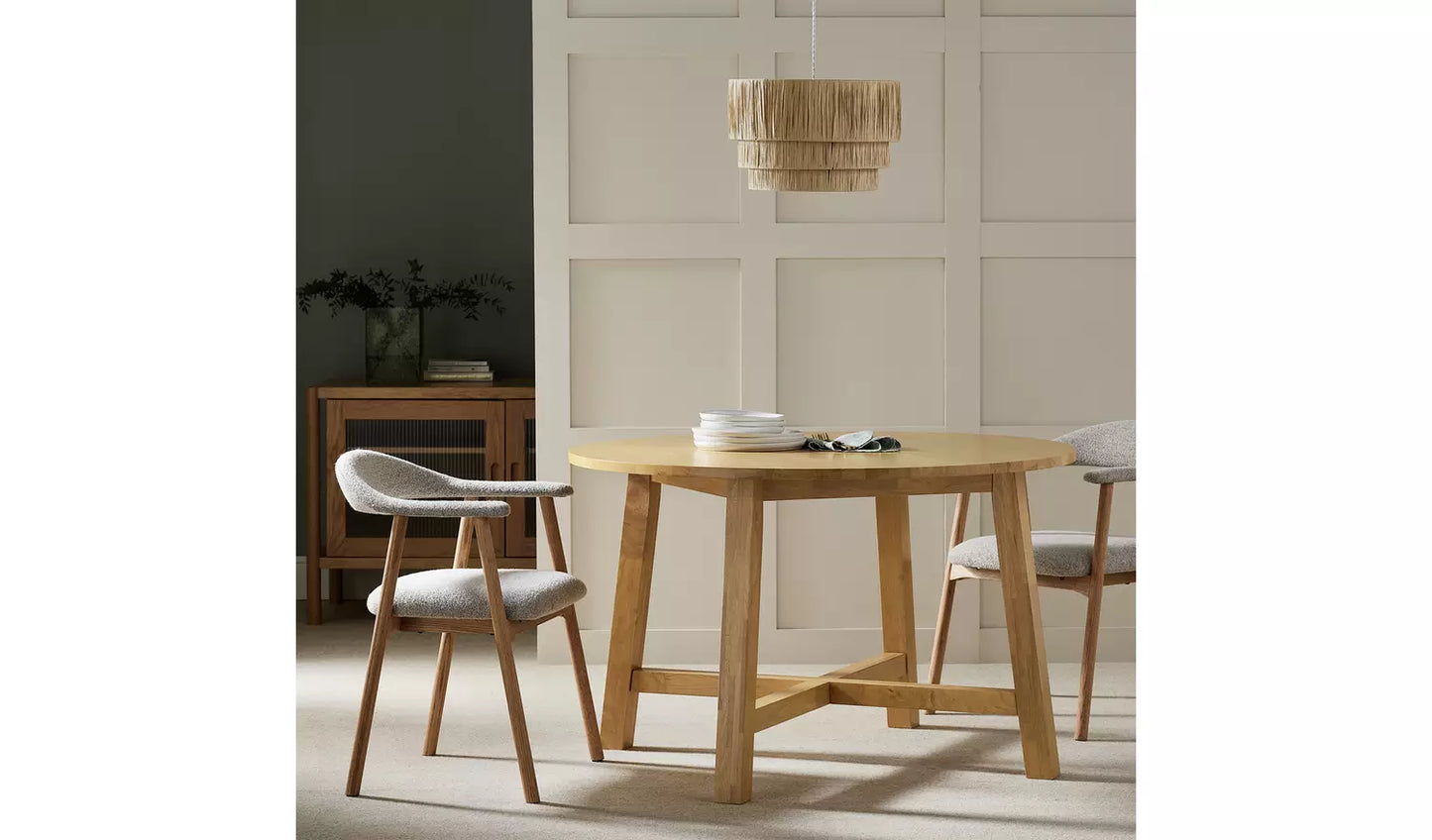 Assembled Habitat Trieste Round 4 Seater Dining Table - Oak