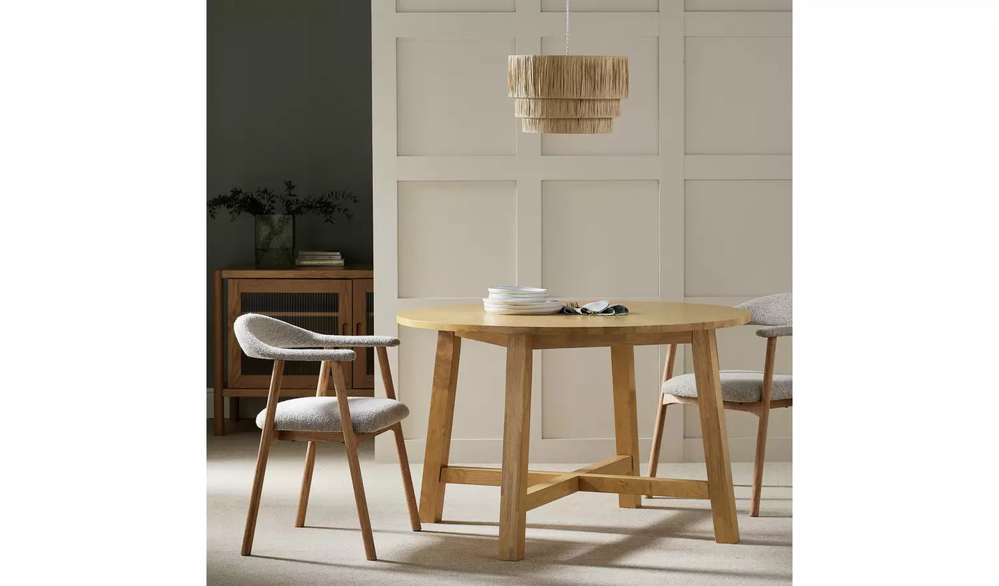 Assembled Habitat Trieste Round 4 Seater Dining Table - Oak