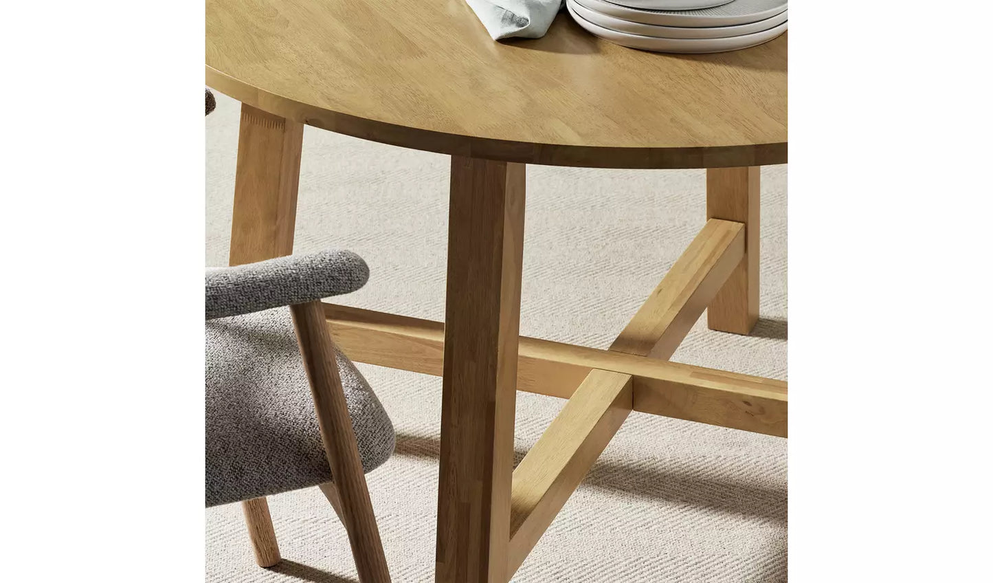 Assembled Habitat Trieste Round 4 Seater Dining Table - Oak