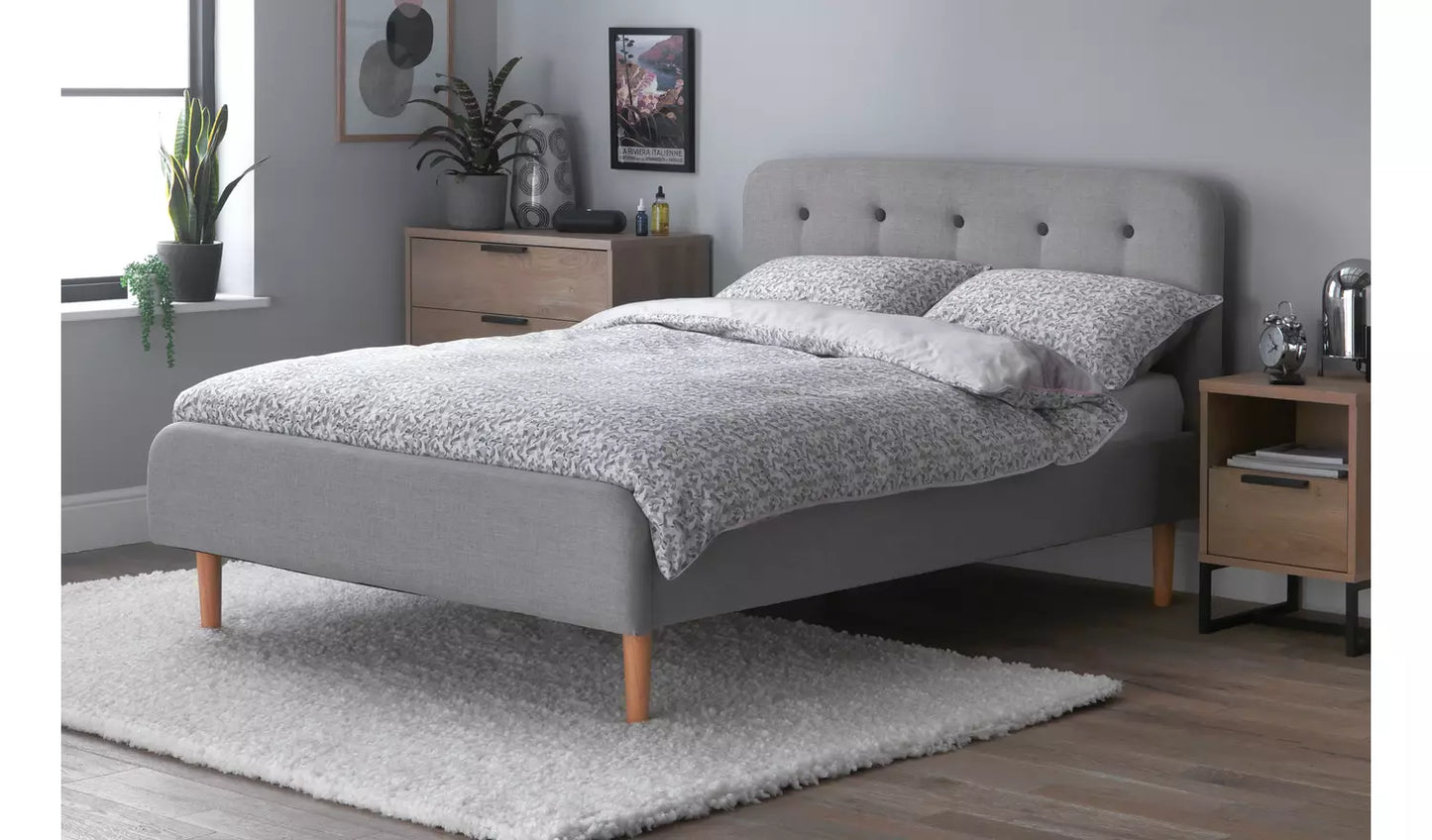 Assembled Habitat Aspen Small Double Fabric Bed Frame - Grey