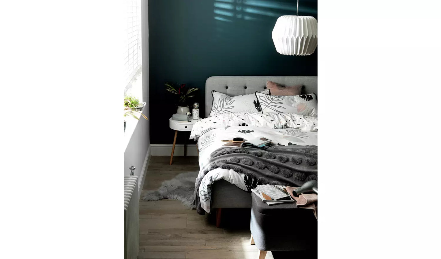 Assembled Habitat Aspen Small Double Fabric Bed Frame - Grey