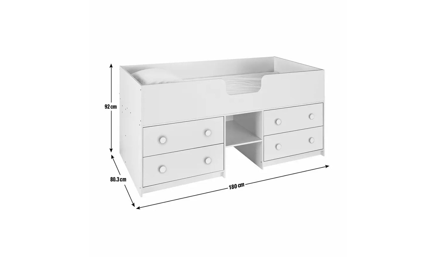 Habitat Jackson Shorty 4 Drawer Midsleeper Bed Frame - White
