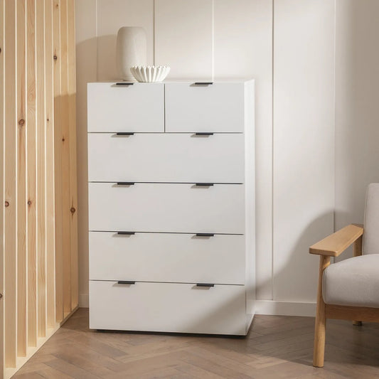 Assembled Zeke 6 Drawer Tallboy - White