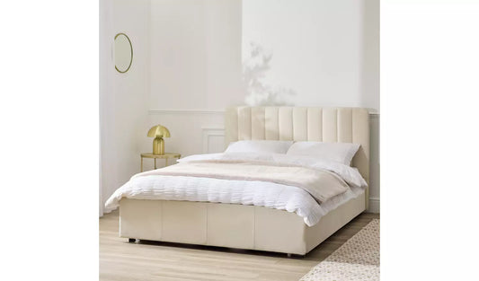 Pandora Small Double Drawer Storage Bed - Cream (open)