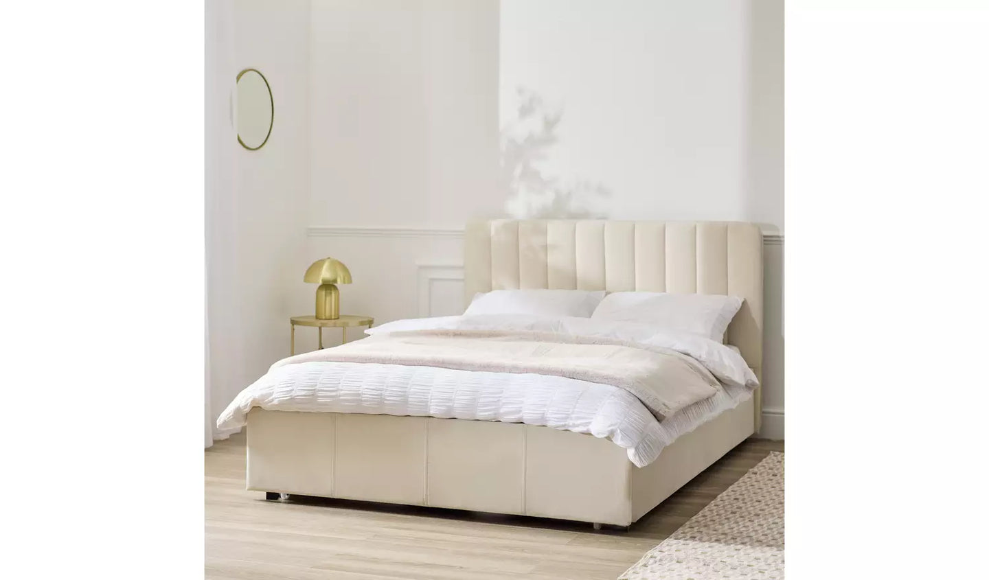 Pandora Small Double Drawer Storage Bed - Cream (open)