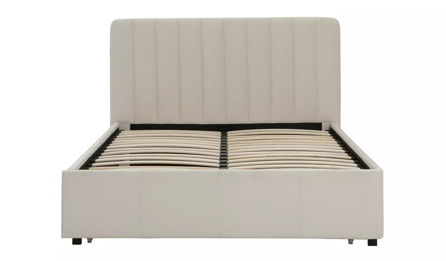Pandora Small Double Drawer Storage Bed - Cream (open)