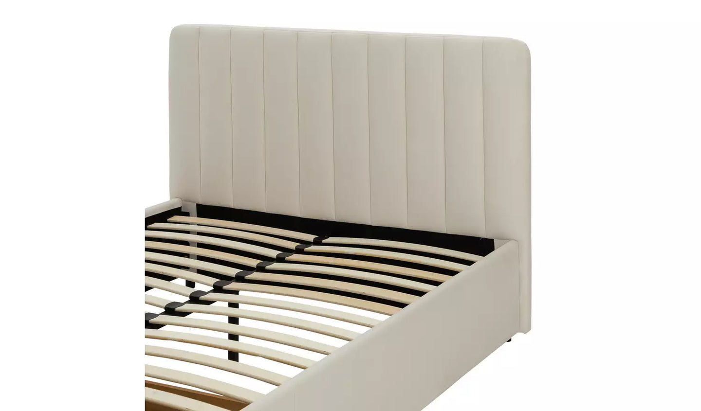 Pandora Small Double Drawer Storage Bed - Cream (open)