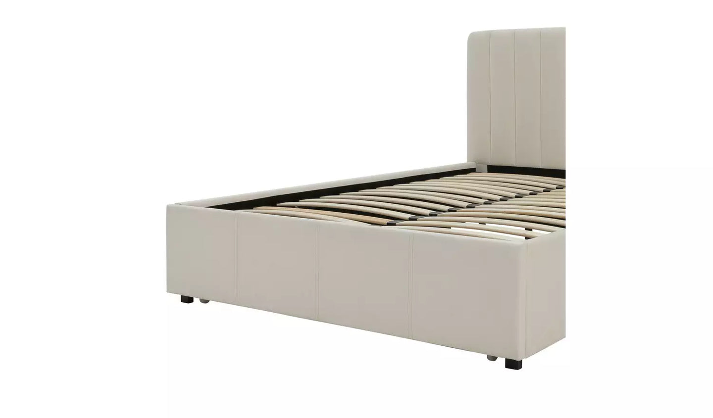Pandora Small Double Drawer Storage Bed - Cream (open)