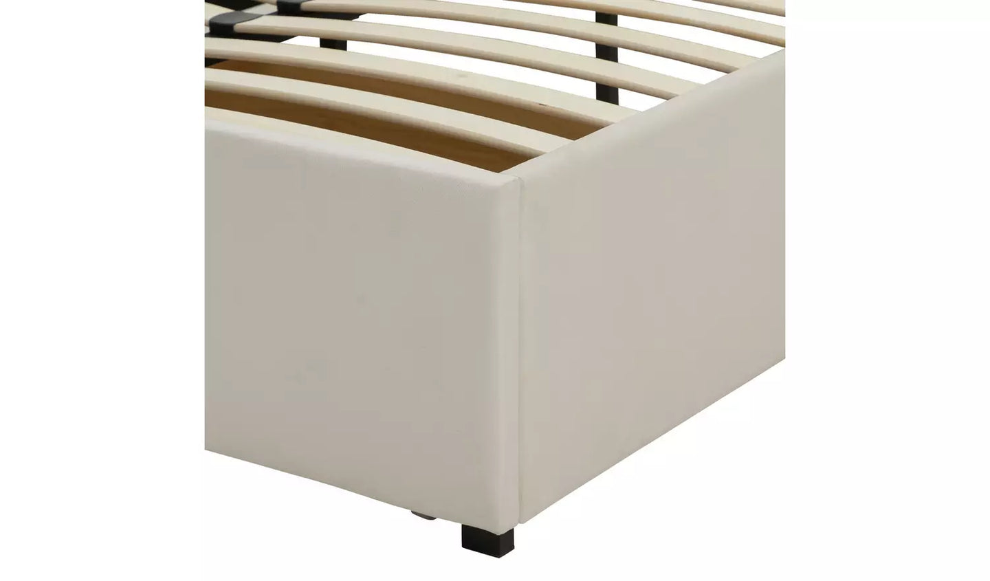 Pandora Small Double Drawer Storage Bed - Cream (open)