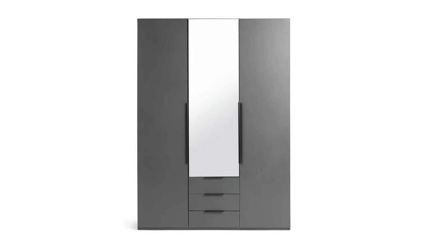 Hallingford 3 Door 3 Drawer Wardrobe -Anthracite