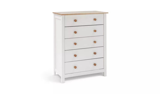 Assembled Scandinavia 5 Drawer Chest - Two Tone