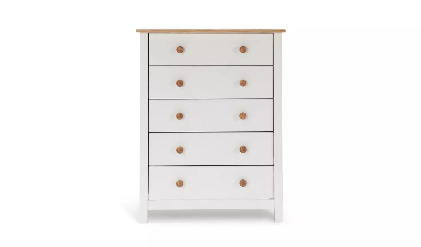 Assembled Scandinavia 5 Drawer Chest - Two Tone