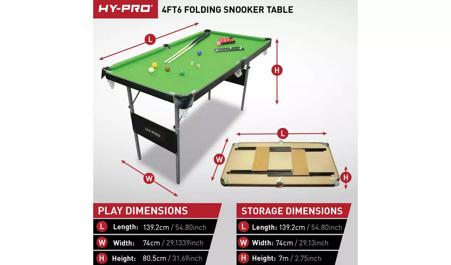 Hy-Pro 4ft 6in Folding Snooker and Pool Table