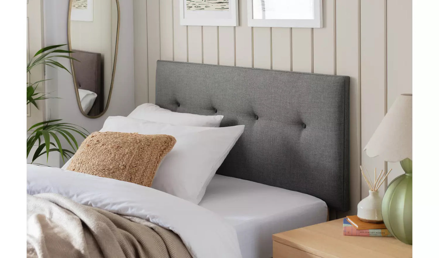 Dalham Fabric Double Headboard - Grey