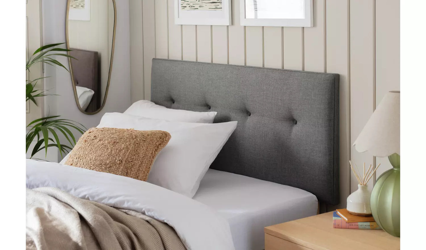 Dalham Fabric Double Headboard - Grey