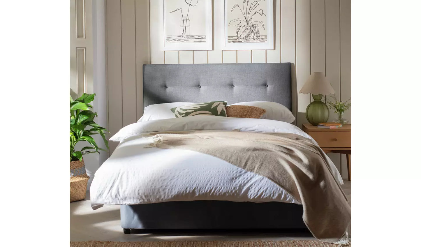 Dalham Fabric Double Headboard - Grey