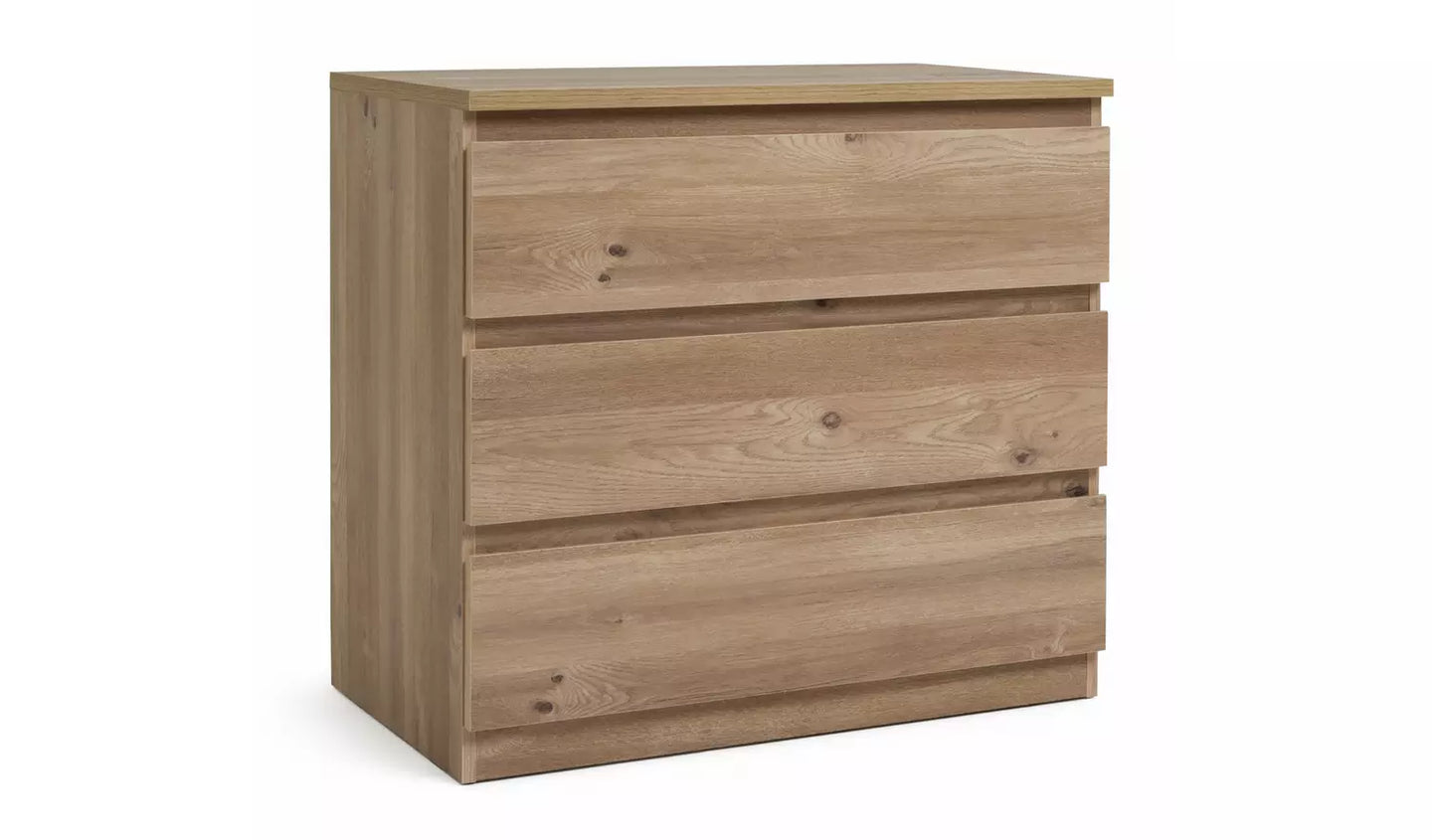 Assembled Jenson 3 Drawer Chest - Oak Effect