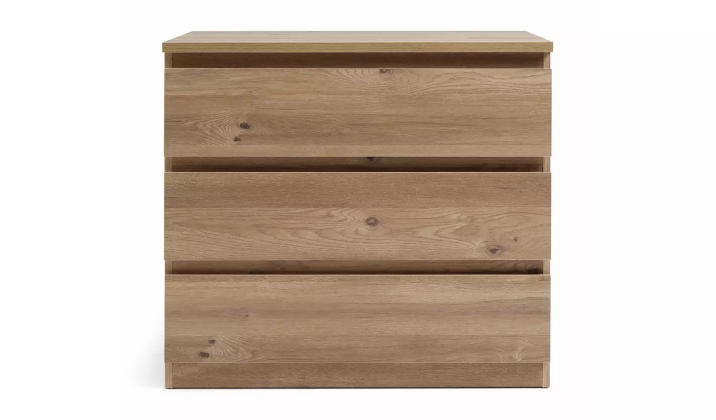 Assembled Jenson 3 Drawer Chest - Oak Effect
