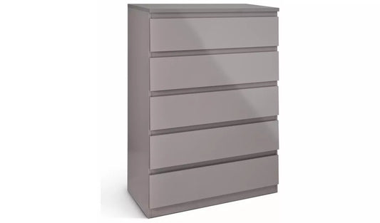 Assembled Jenson 5 Drawer Chest - Grey Gloss