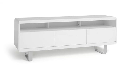 Sleigh 2 Door 1 Drawer TV Unit - White Gloss