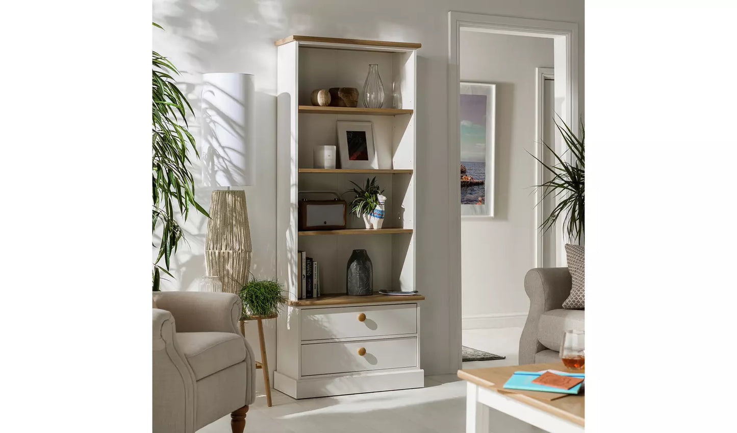 Assembled Winchester 2 Drawer Bookcase - Cream