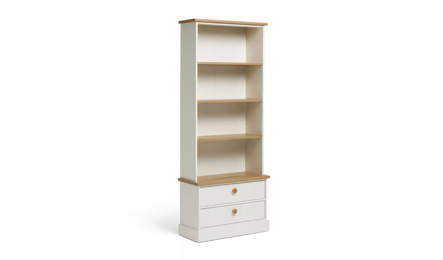 Assembled Winchester 2 Drawer Bookcase - Cream