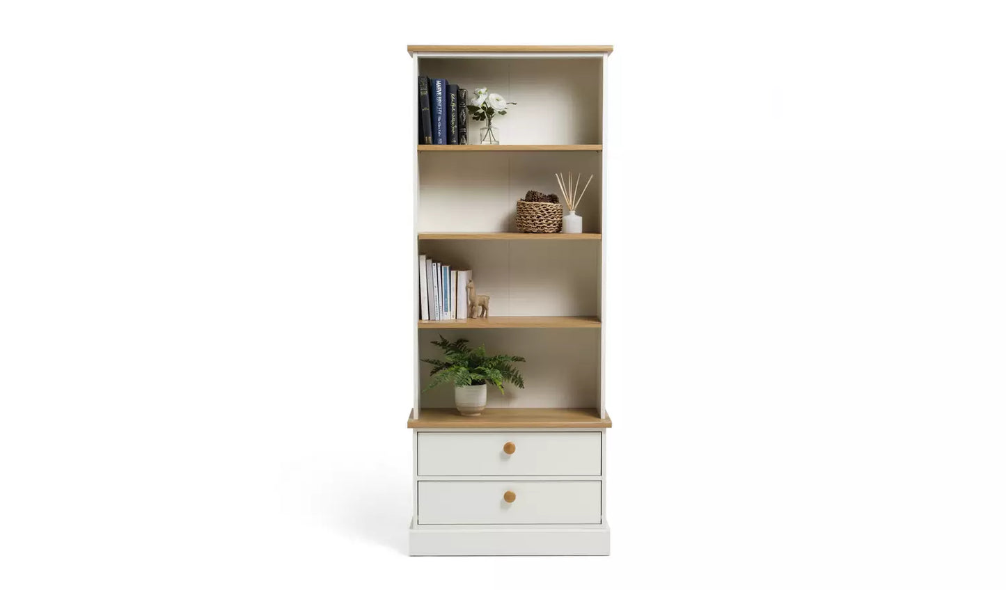 Assembled Winchester 2 Drawer Bookcase - Cream