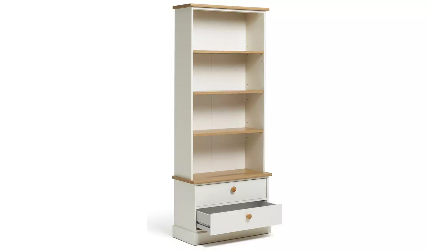 Assembled Winchester 2 Drawer Bookcase - Cream