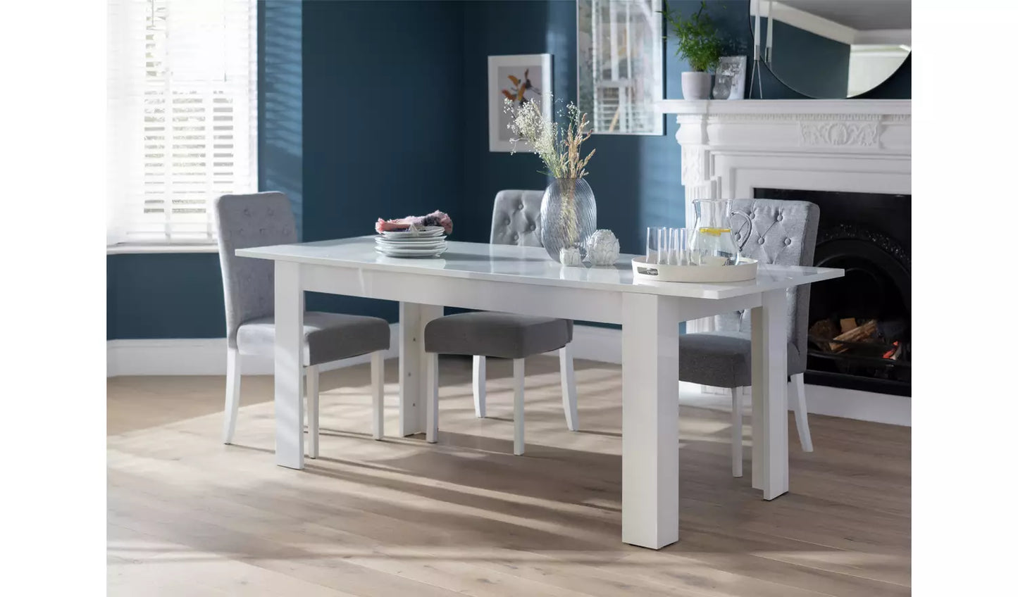 Miami Gloss Extending 8 Seater Dining Table - White