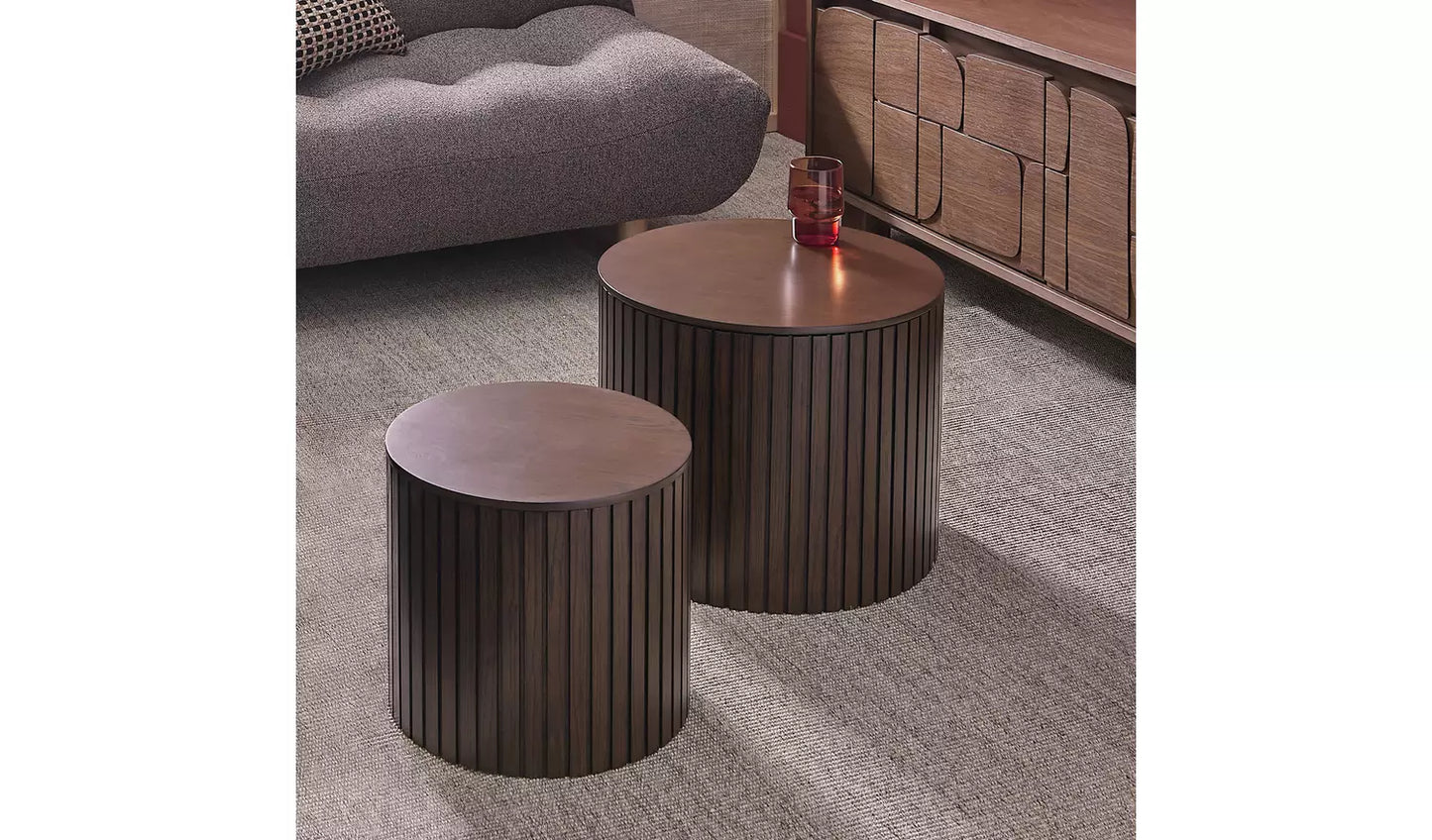 Assembled Habitat Engel Nest of Coffee Table - Walnut