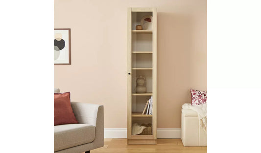 Carla 1 Door Display Cabinet - Oak