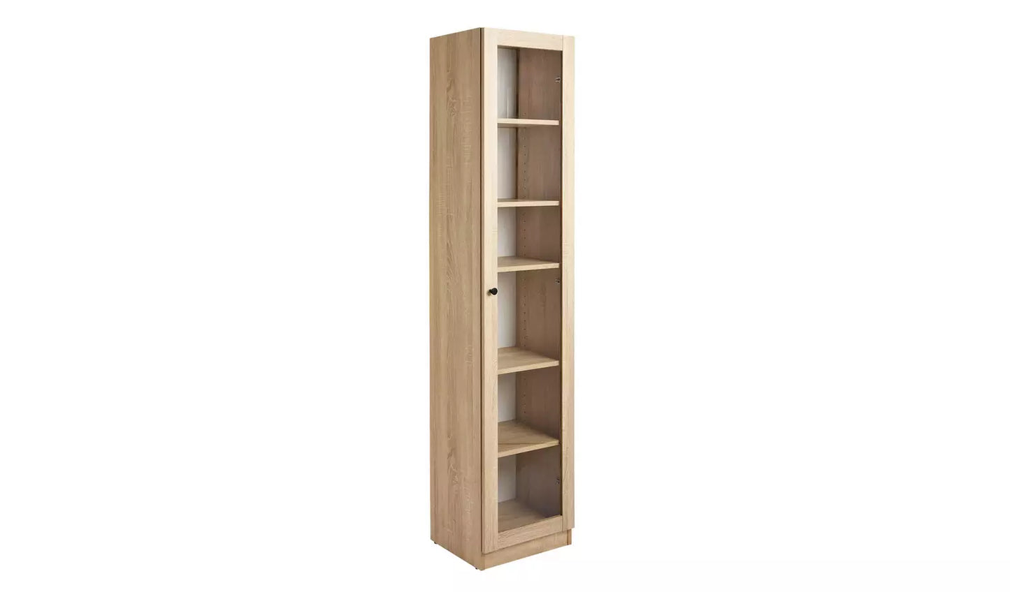 Carla 1 Door Display Cabinet - Oak