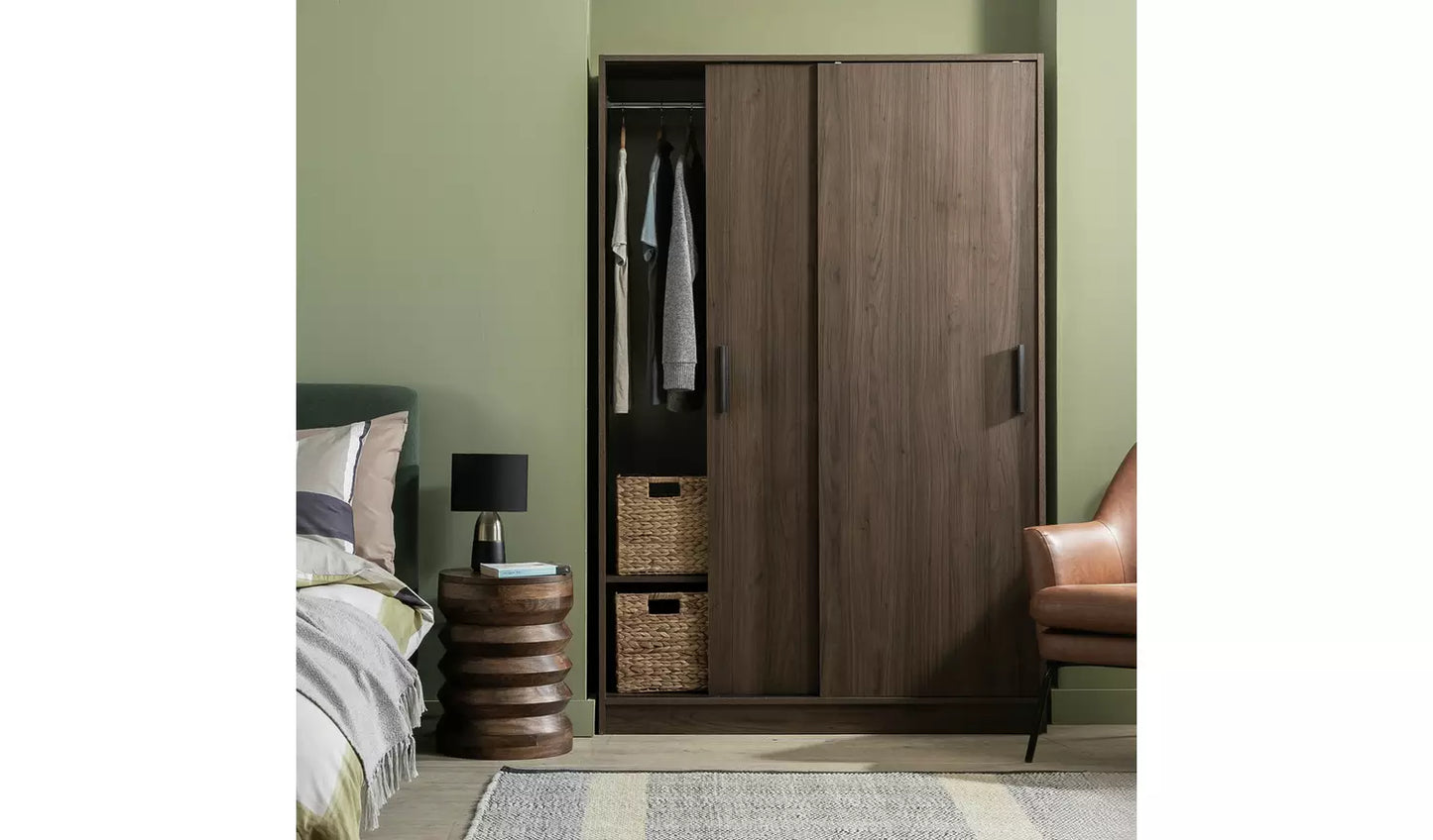 Nova 2 Door Sliding Wardrobe - Walnut