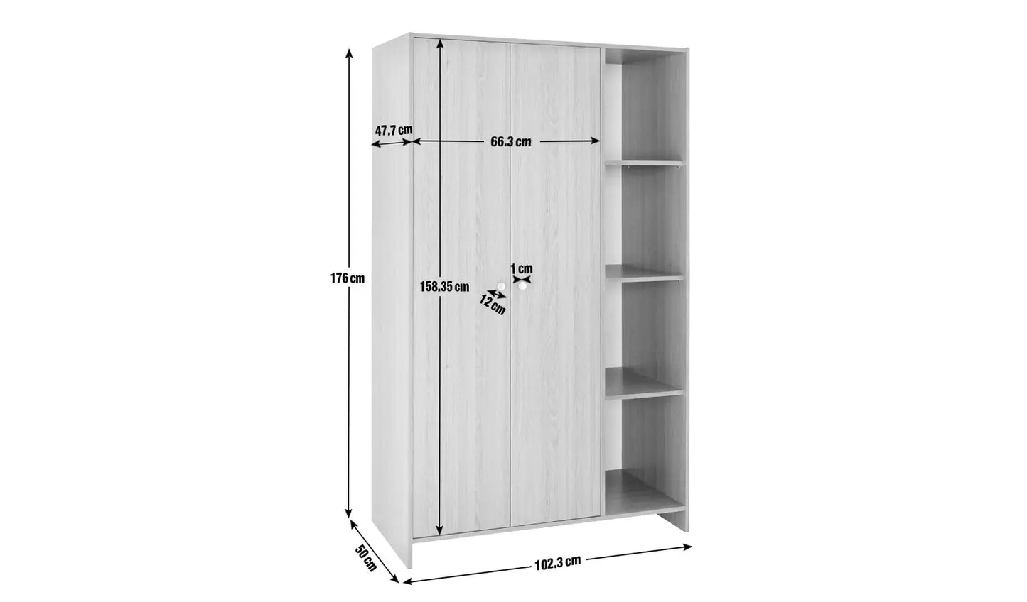 Seville 2 Door Open Shelf Wardrobe - Oak Effect