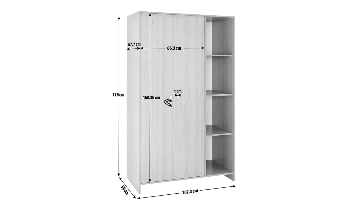 Seville 2 Door Open Shelf Wardrobe - Oak Effect