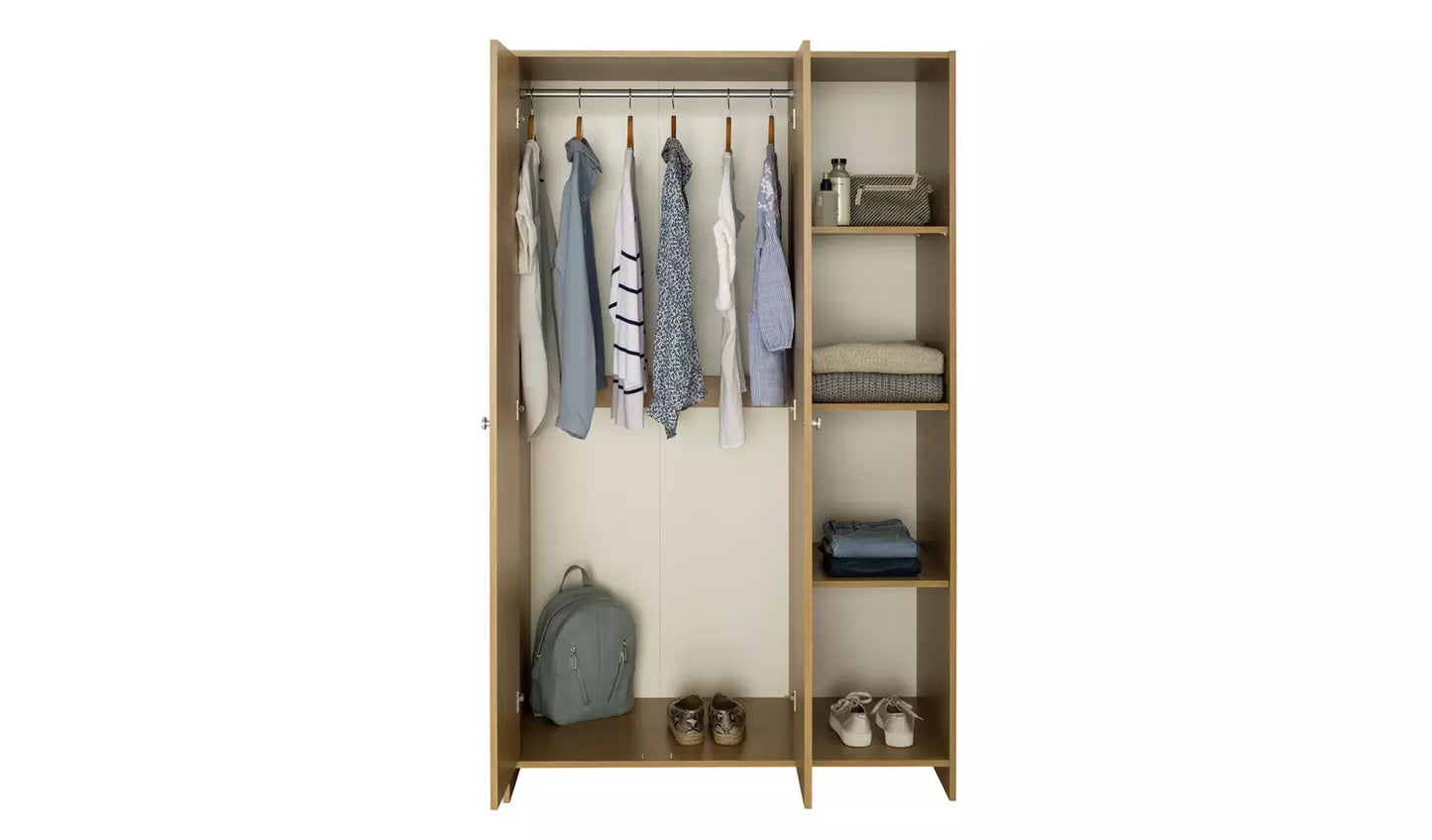 Seville 2 Door Open Shelf Wardrobe - Oak Effect