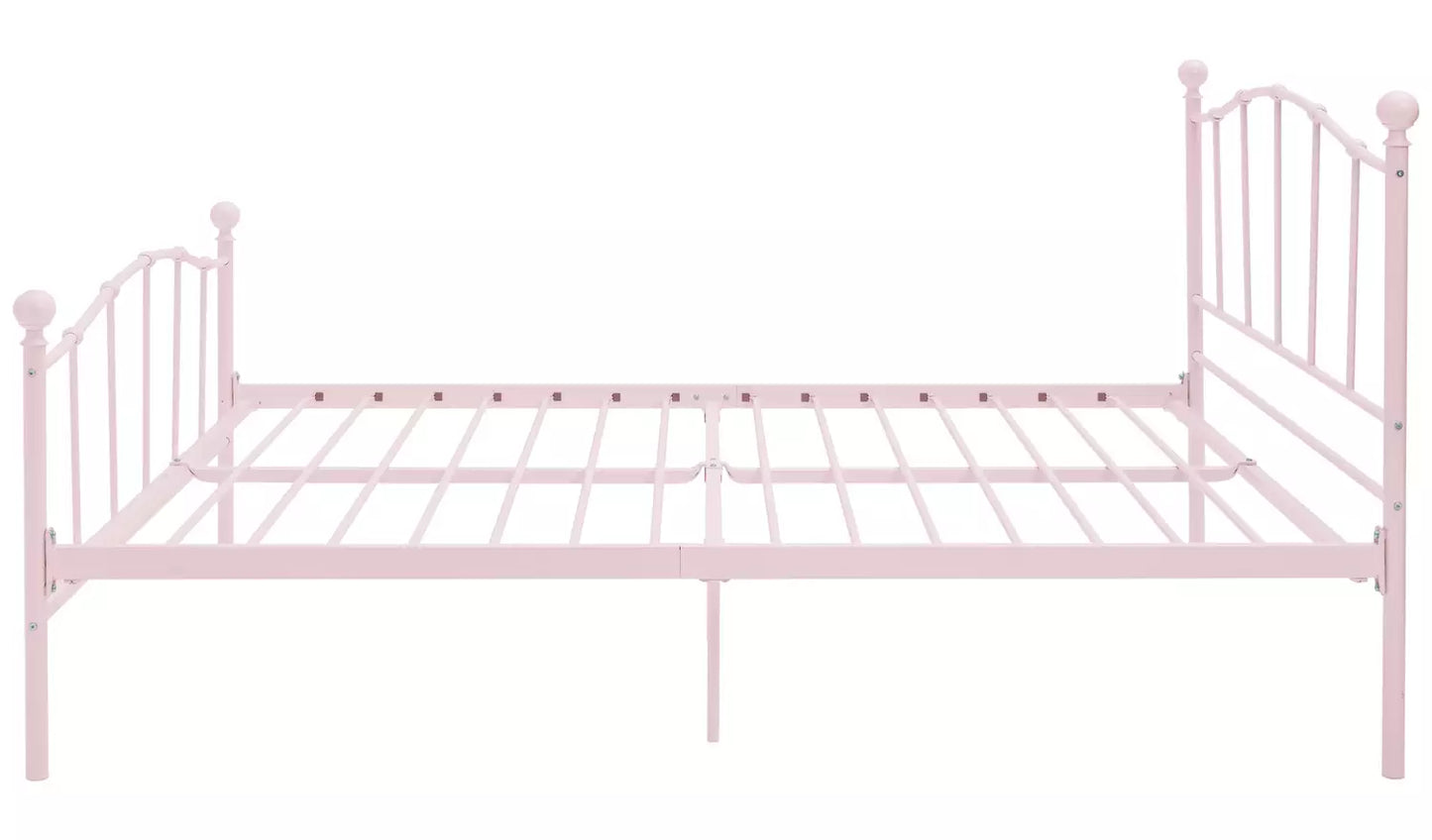 Fleur Small Double Metal Bed Frame - Pink