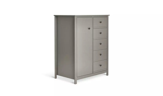 Assembled Habitat Brooklyn 1 Door 5 Drawer Short Wardrobe - Grey