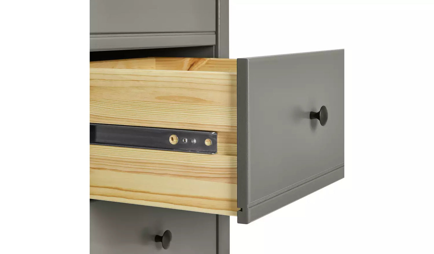 Assembled Habitat Brooklyn 1 Door 5 Drawer Short Wardrobe - Grey