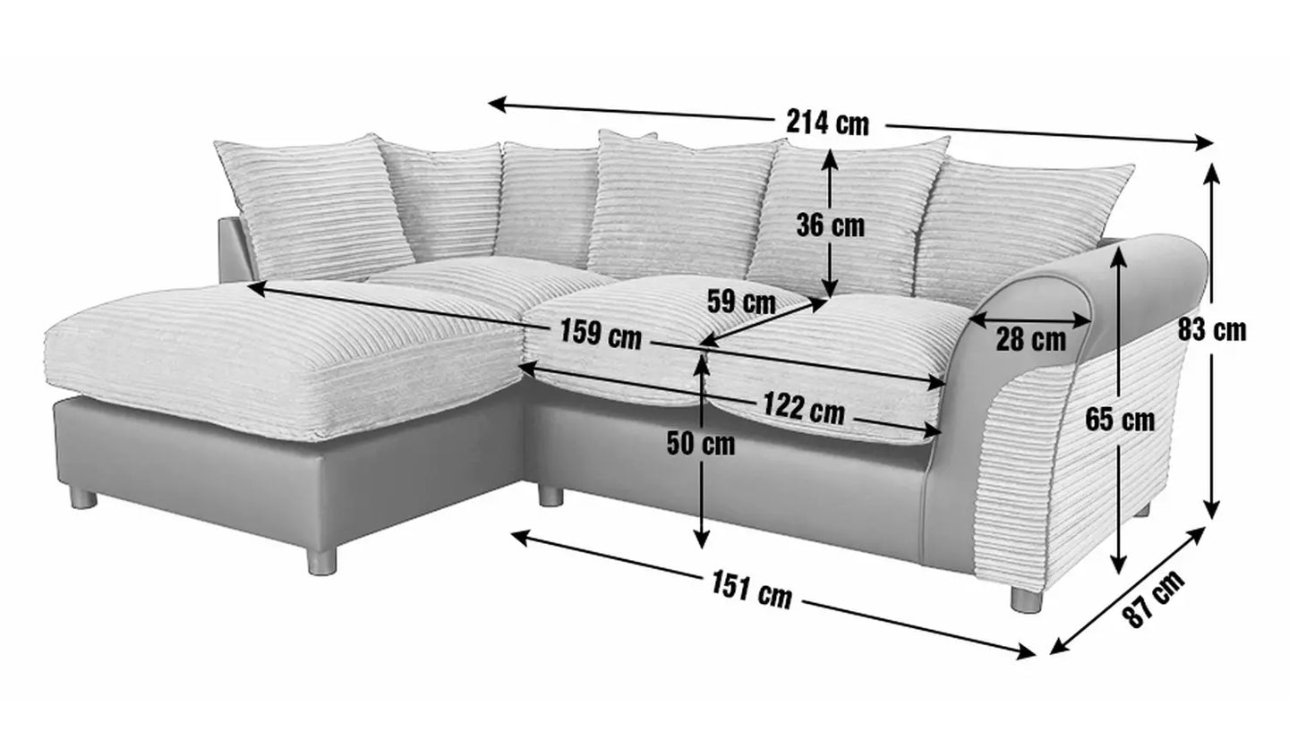 Harry Left Hand Corner Chaise Sofa - Charcoal