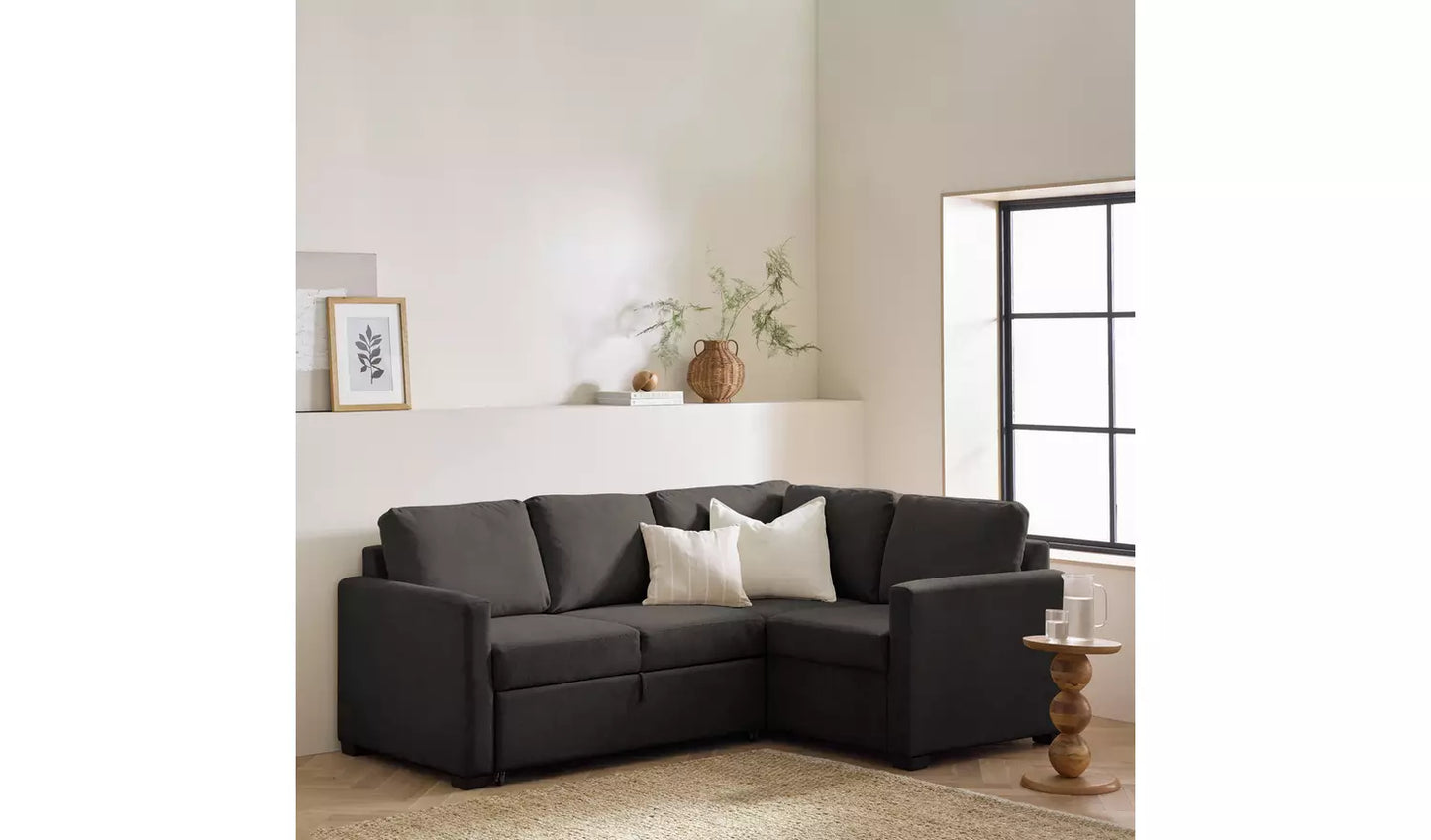 Habitat Reagan Fabric Right Hand Corner Sofa Bed- Charcoal
