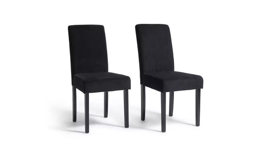 Pair of Midback Velvet Dining Chairs - Black