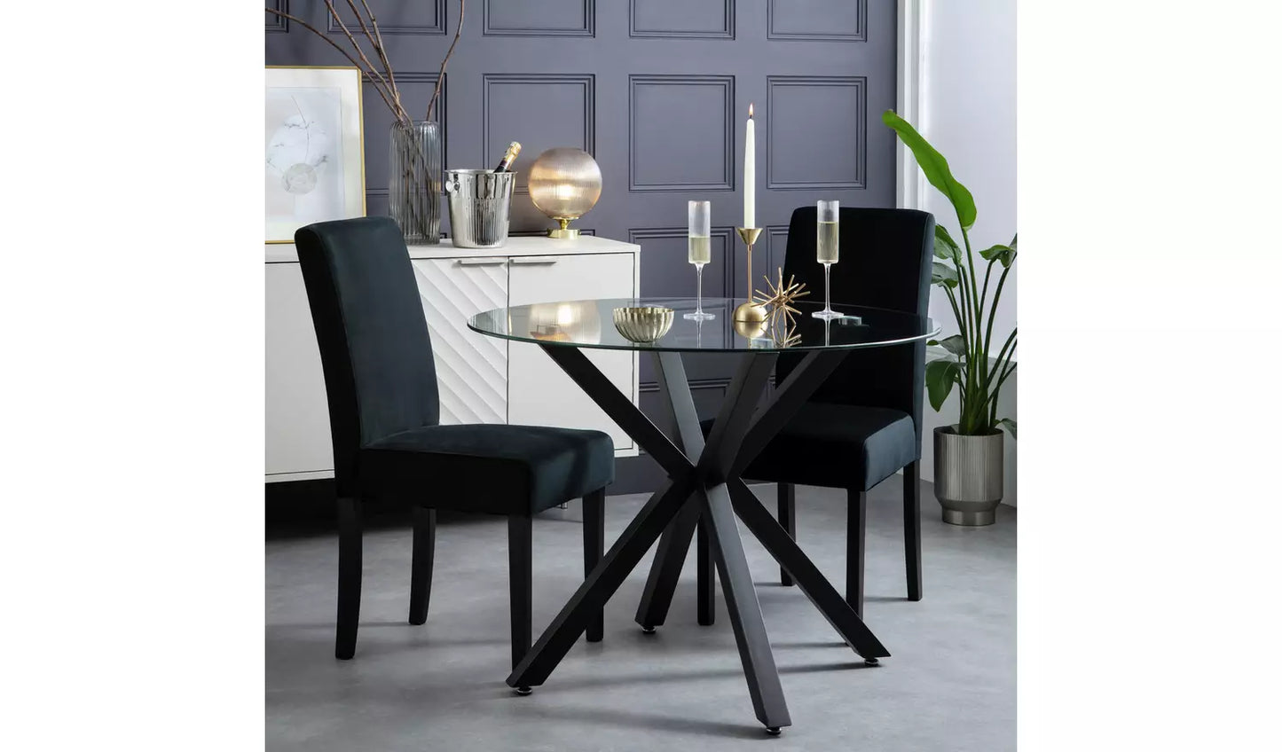 Assembled Midback Velvet Dining Chair - Black